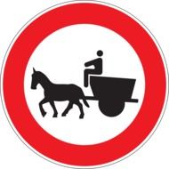 prohibition road sign for horse-drawn carriage ride