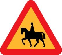 warning sign with the rider
