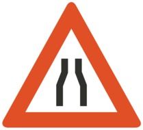 road sign for road narrowing