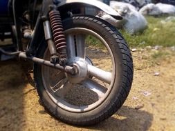 small wheel of a motorcycle