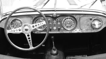 car black and white photo
