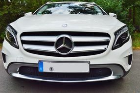 white mercedes benz closeup