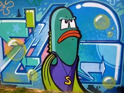 cartoon character like colorful graffiti