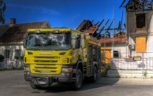 Yellow fire car