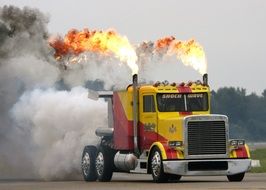 non-standard jet truck on the road
