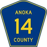 anoka county, road sign with number 14