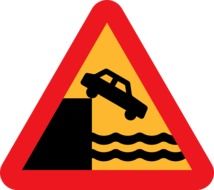 "Cliff ahead" traffic sign