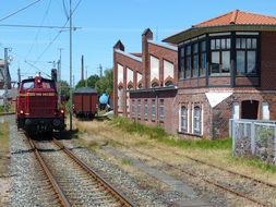 locomotive at historical railway station