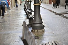 alley with benches