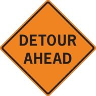 detour ahead sign drawing