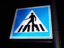pedestrian crossing, traffic sign in darkness