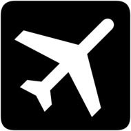 Black and white aircraft flight sign