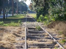 old railroad tracks in the city