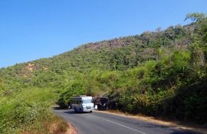 mountain road with bus