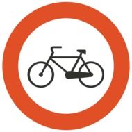 sign prohibiting bicycling