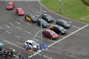 panorama of cars on the city street of Barcelona