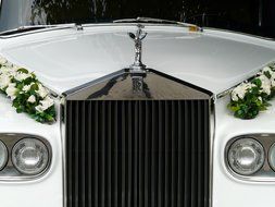 white chrome wedding car