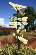 pillar with directions signs to hawaii