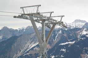 mast cableway in the mountains