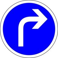 traffic sign turn right ahead as a drawing