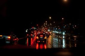 night highway in the rain