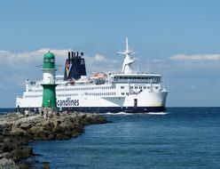 Ferry arrives port in Rostok