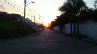 street in the village during sunset