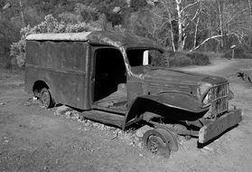 retro photo of old broken truck