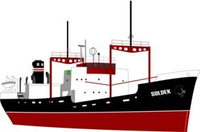 ship with cargo on a white background