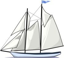 sailing boat with two masts, drawing