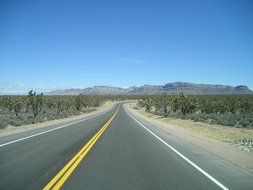 yellow markings on the road in Arizona