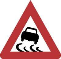 Slippery road sign