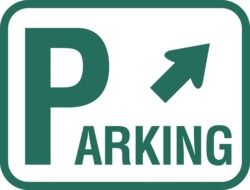 sign about a direction to the parking