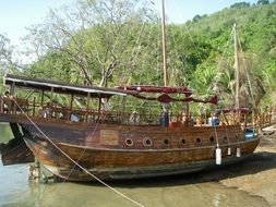 old wooden ship near the shore