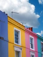 multi-colored old facades, uk, england, London