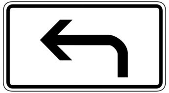 road sign with turn arrow