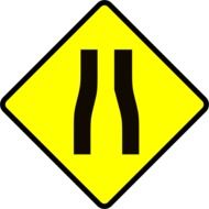 traffic sign warning road narrowing