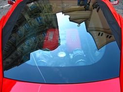 windshield on a red car