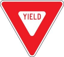 yield, red white triangular traffic sign