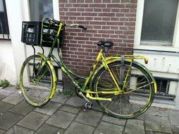 Retro yellow and green bicycle