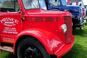 trucks stand at an exhibition of cars