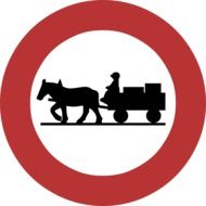 Carriages on a road sign