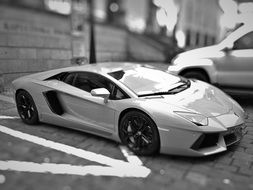 Lamborghini stands in the parking lot