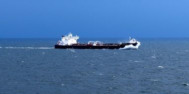 remote view of a cargo ship in the Baltic Sea