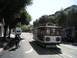 tram on the city street