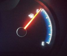 Fuel gauge on the dashboard