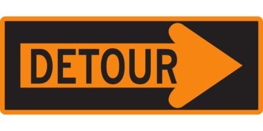 warning sign of detour