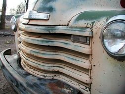 old rusty pickup truck chevrolet close up