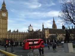 red bus on london street