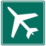 green sign with the image of a aircraft